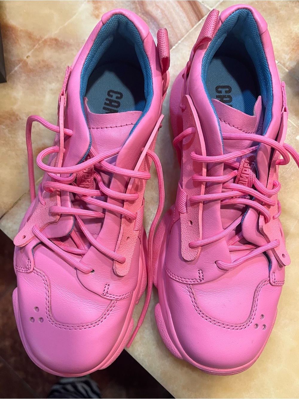 Pink Chunky Sneakers with Blue Lining - by CAMPER